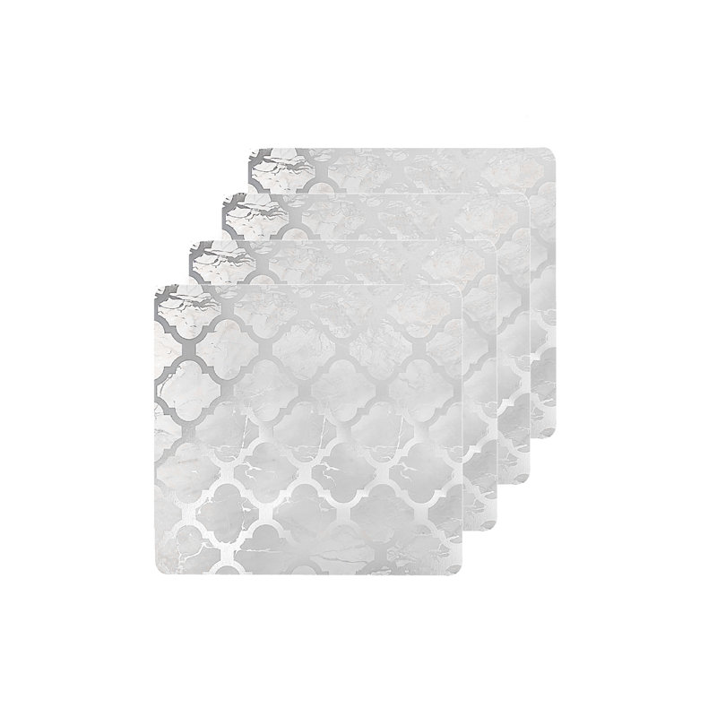 Tapis de table de salle à manger Placemats, L 18 po x L 12 po, Blanc / argenté
