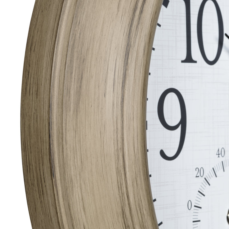 18-Inch Tan Atomic Analog Wall Clock with Temperature and Humidity