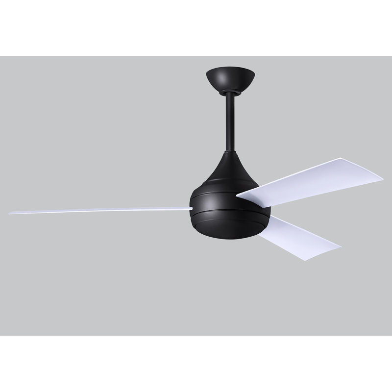 Donaire LED Outdoor Downrod Ceiling Fan, Matte Black, Gloss White