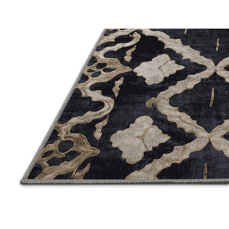 Machine Washable Gray Area Rug, Square 4'