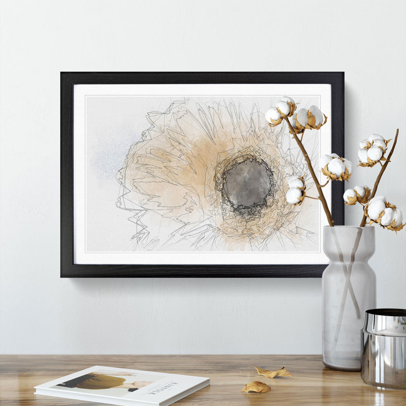 Pale Yellow Gerbera - Picture Frame Graphic Art Print, 62cm H x 87cm W x 2cm D, Black Framed