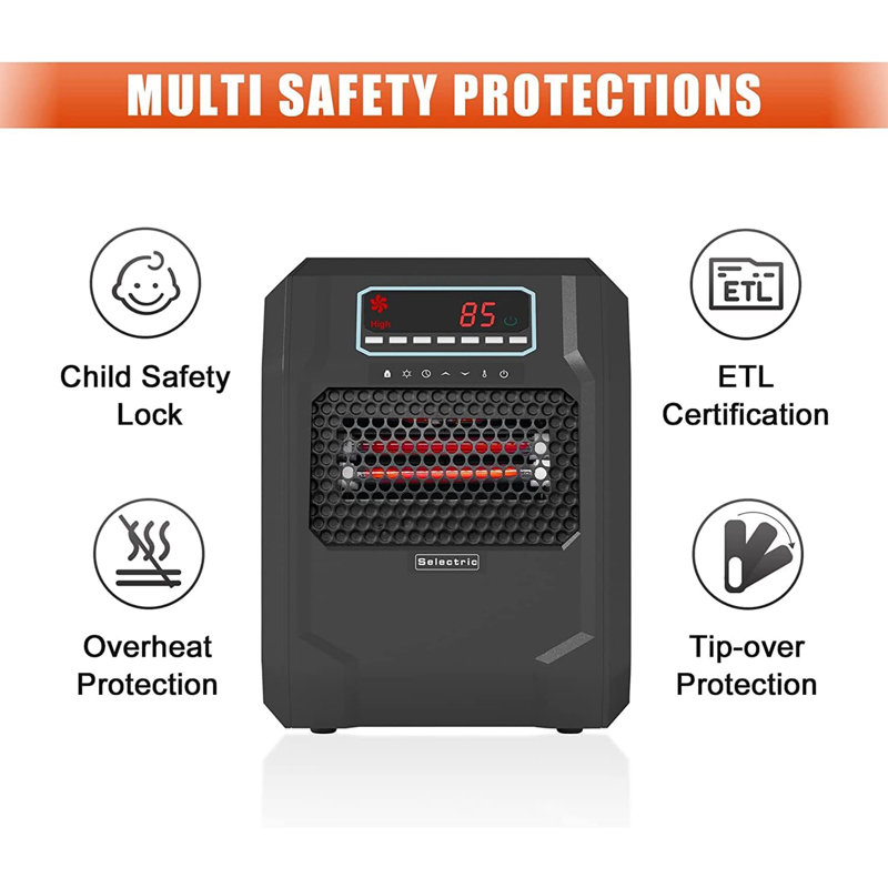 VOLTORB 1500 Watt 1 BTU Electricity Compact Space Heater with Adjustable Thermostat , Remote Included
