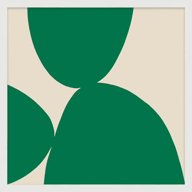Green Ink 1 Painting by Lee Lessem, White Framed, 36" H x 36" W x 1.25" D