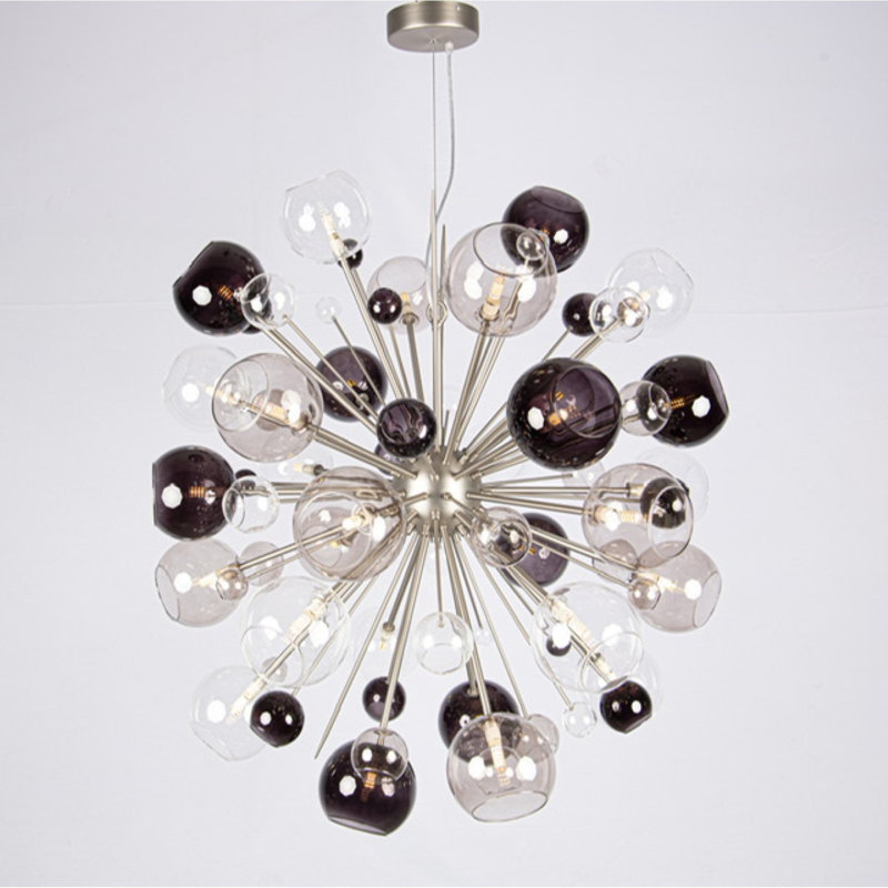 Lustre en laiton 16 lumières Murana, Nickel poli, Givré, 51” Width x 51” Length x 51” Height