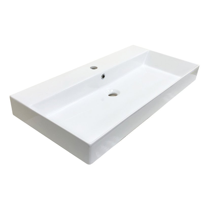 Energy 33.5'' L Bathroom Sink, Single, Glossy White