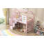 Lit mezzanine en métal avec toit et boîte de rangement, simple, rose