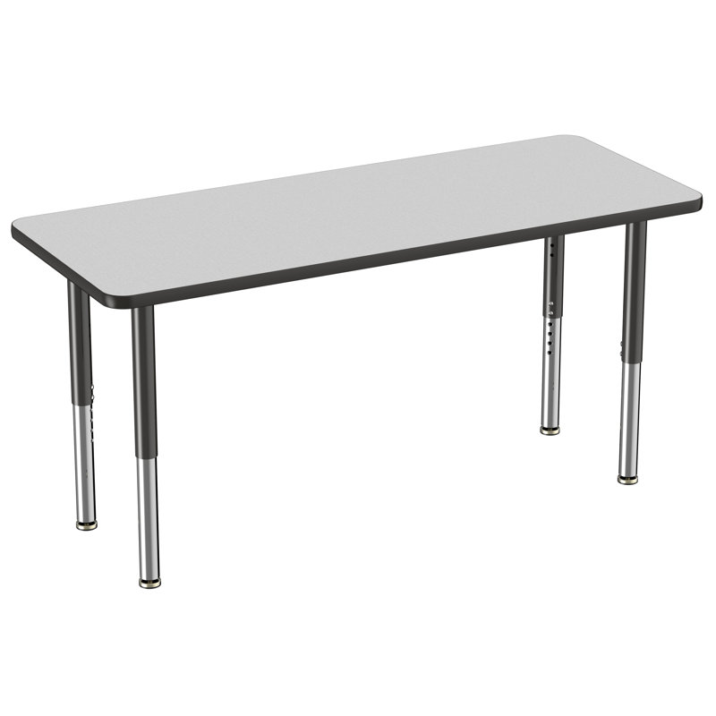 Table d'activité rectangulaire à hauteur réglable en forme de T, 24 po x 60 po, Gris / Noir, Super