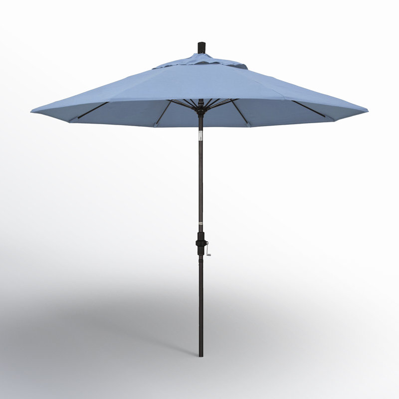 Parasol de marché Sunbrella® 9 pi Roverta, Toile toile Sunbrella® bleu ciel, Noir