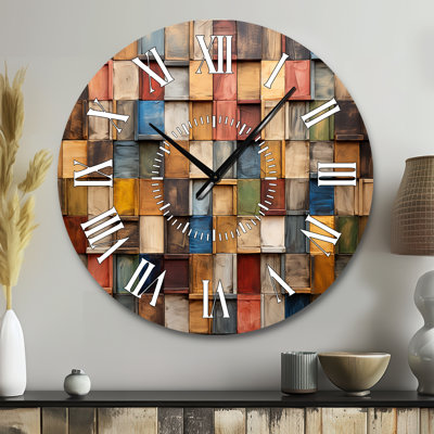 Horloge murale en mosaïque de couleurs terreuses colorées III - Boho