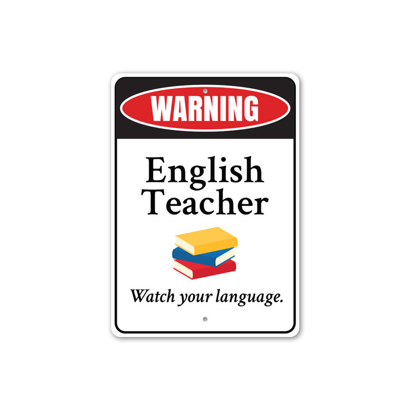 Plaque en aluminium English Teacher, H 14 po x l 10 po x P 0,04 po