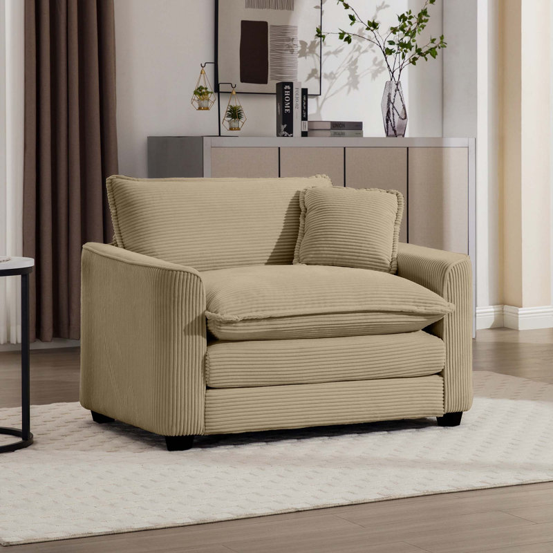 Fauteuil d'appoint simple en velours côtelé, Tanné