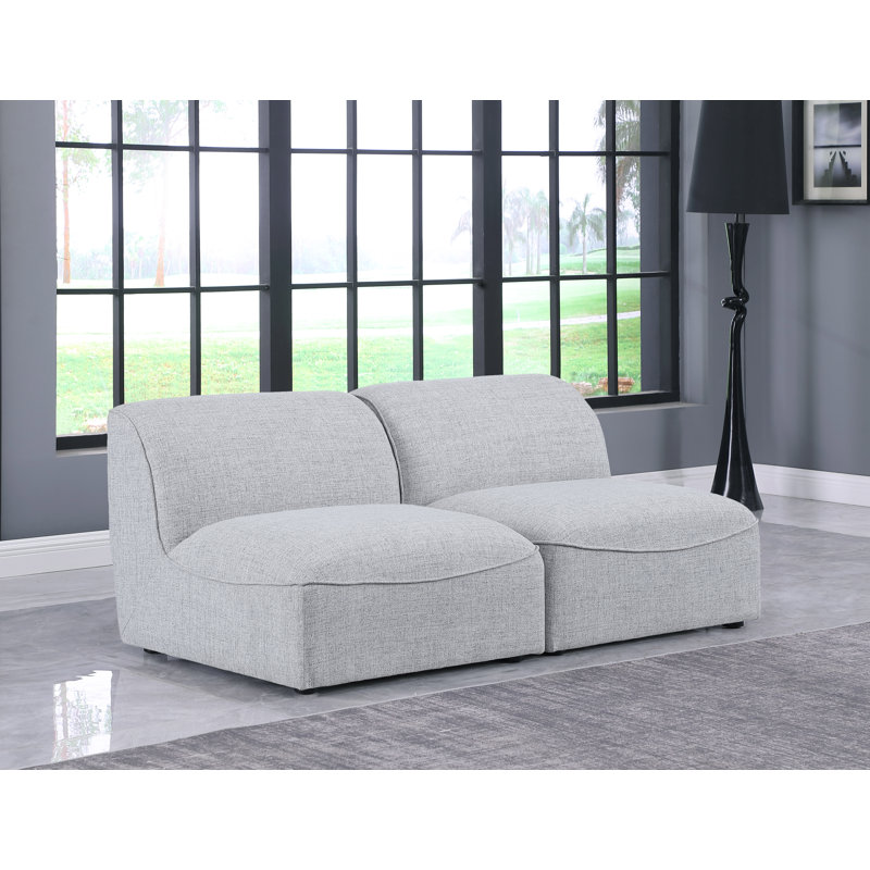 Claramae Upholstered 66'' Loveseat, Grey Linen Textured Fabric