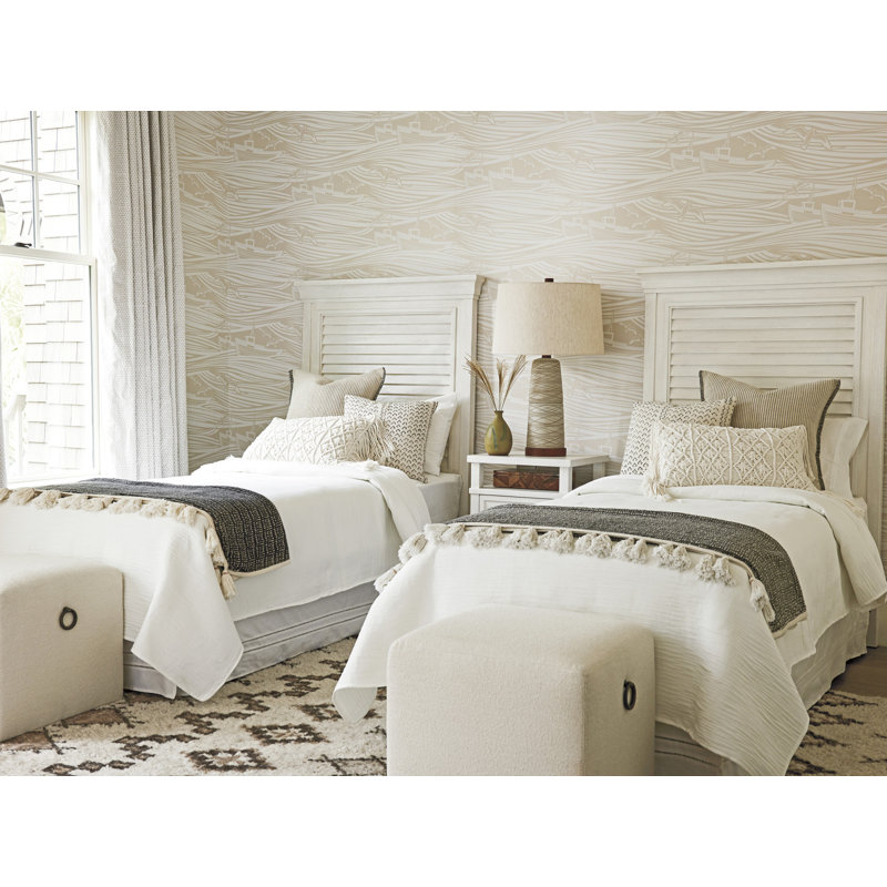 Ocean Breeze Royal Palm Louvered Headboard, Queen