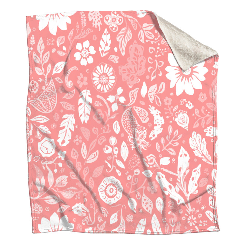 Couvertures noires à motif floral, L 60 po x H 80 po, Medium Green White 2