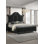 Lit de grand lit 1pc avec tête de lit capitonnée, revêtement luxueux et garniture cloutée complexe à motif de losanges touffeté de luxe moderne