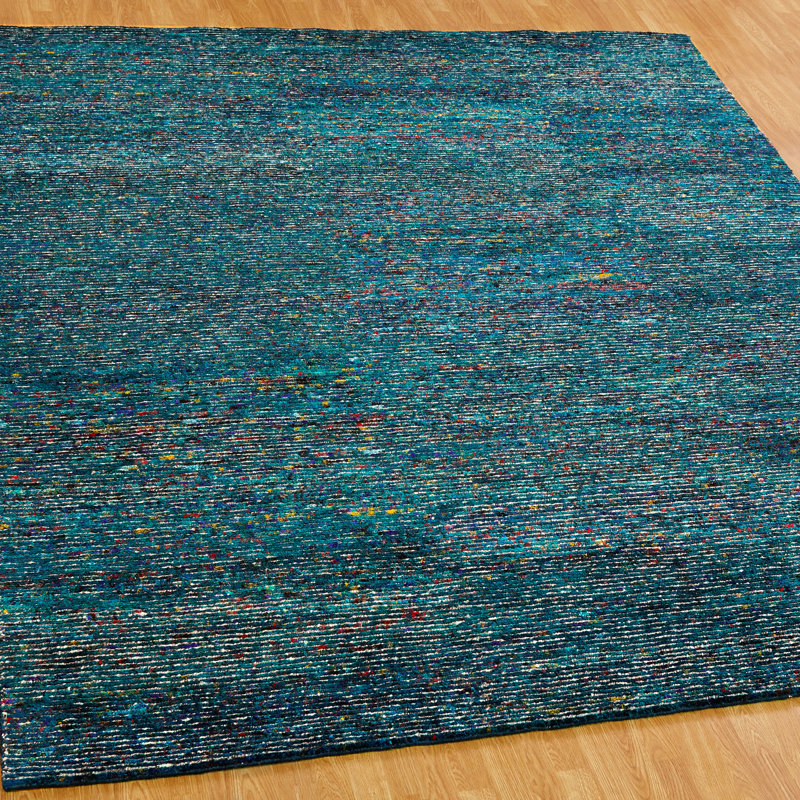 Nysire Hand Knotted Area Rug in Blue, Rectangle 12' x 15'