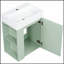 Meuble-lavabo moderne de 20 pouces avec lavabo en céramique, porte à motif de losanges, poignée dorée et tablettes de rangement latérales pour petits espaces-991574654