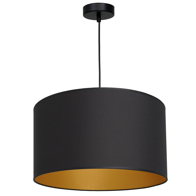 Latwanna 1 - Light Drum Chandelier, 110cm H x 75cm W x 75cm D, Black, Black/Gold