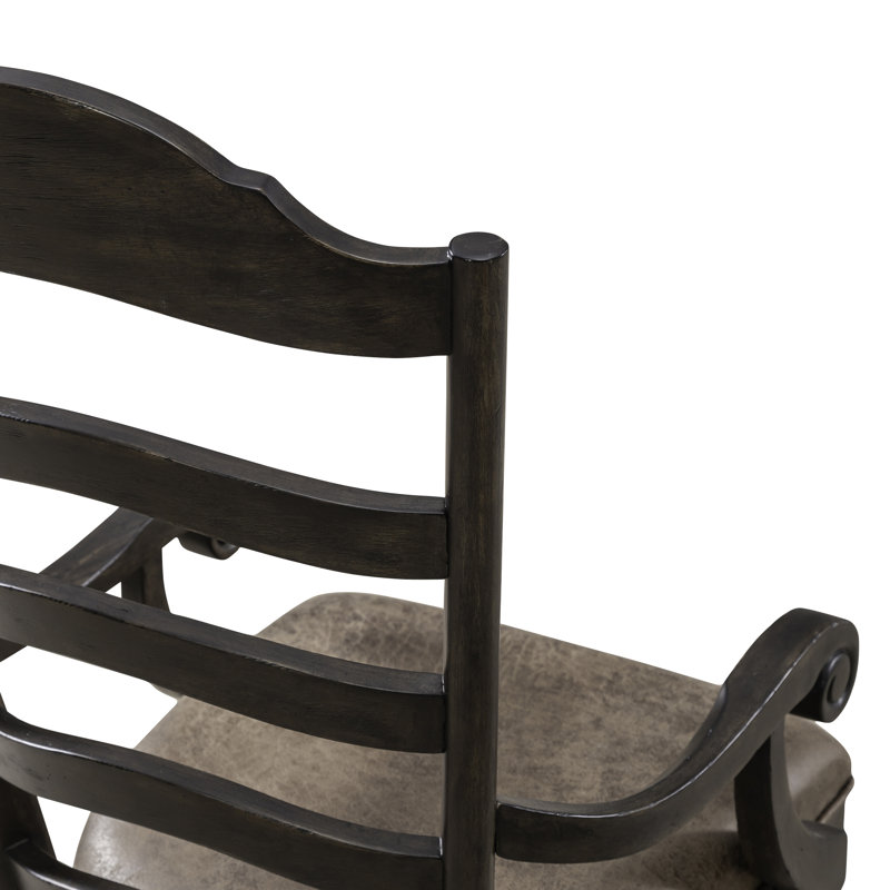 Jarnae Ladder Back Arm Chair w/ Upholstered Seat