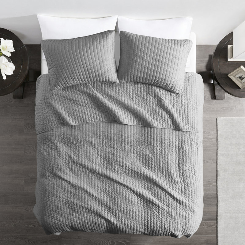 Courtepointe 3 pièces pour lit double / grand lit - Microfibre avec rembourrage en coton, réversible pour tout changement de temps, rembourrage attrayant pour la literie d'exposition, tous les alignements saisonniers, look merveilleux