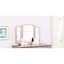 Contemporary Style Rose Gold Bedroom Vanity , Foldable Mirror, Drawers And A Comfortable Padded Round Stool, Rubberwood Solid Wood With Three - Piece Five Material