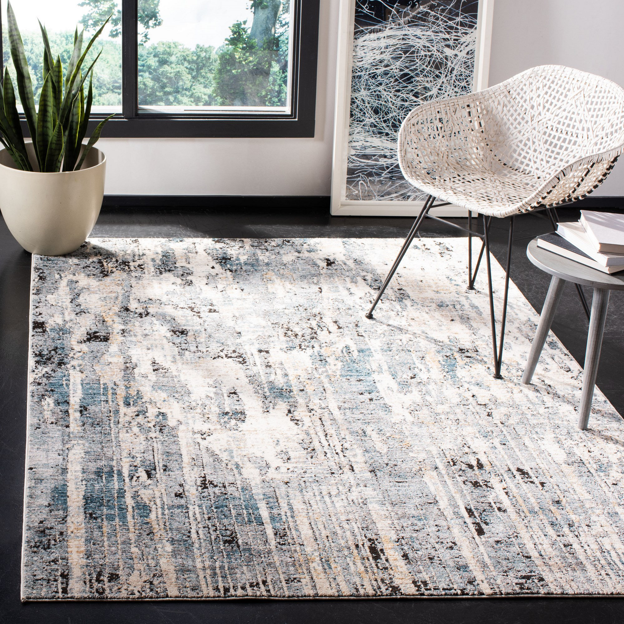 Williston Forge Oritz 100 Performance Abstract Rug | Wayfair