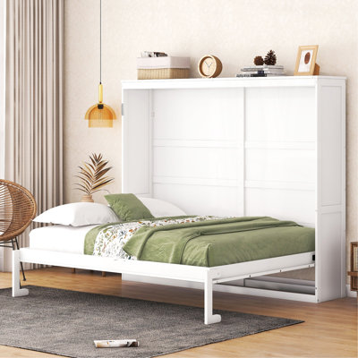 Grand lit escamotable mural, blanc