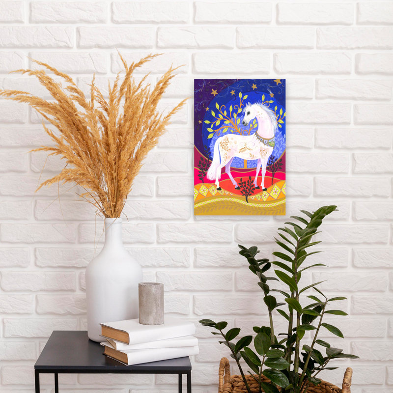 Art mural cheval majestueux abstrait contemporain, H 18 po x l 12 po
