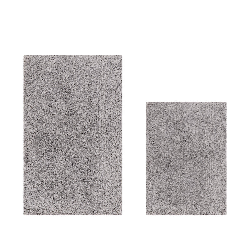 White Micro Plush Polyester 2 Piece Bathroom Rug Set