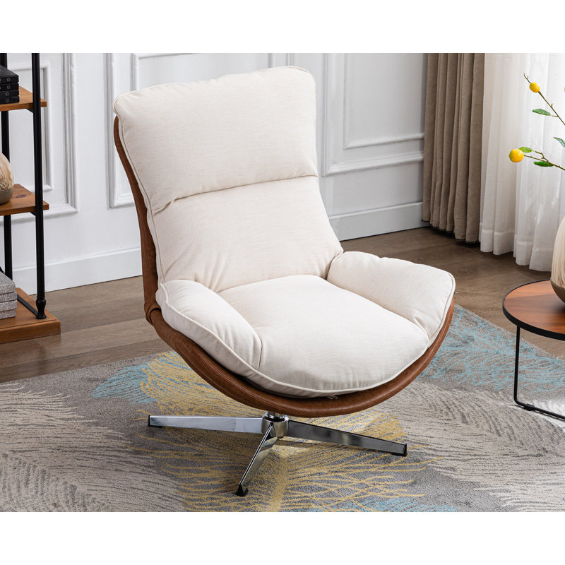 Dodea Upholstered Swivel Accent Chair, Beige 100% Polyester