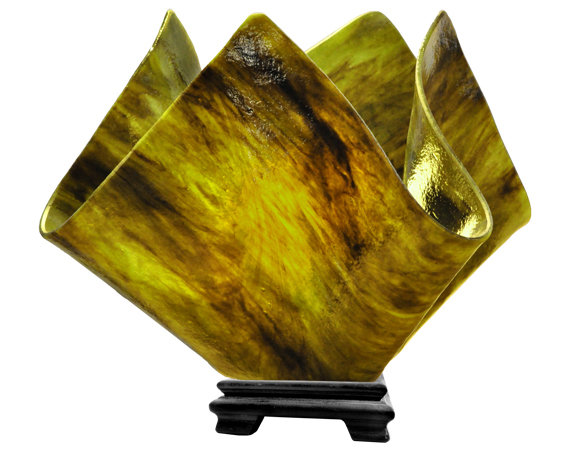 Amergin Handcrafted Glass 11.25-Inch Table Lamp, Treebark