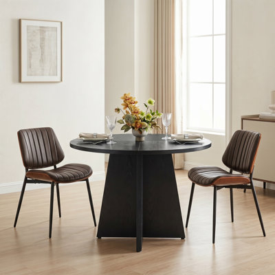 Ensemble de table de salle à manger ronde Rohun de 47,24 po avec chaise de salle à manger de H 31,9 po