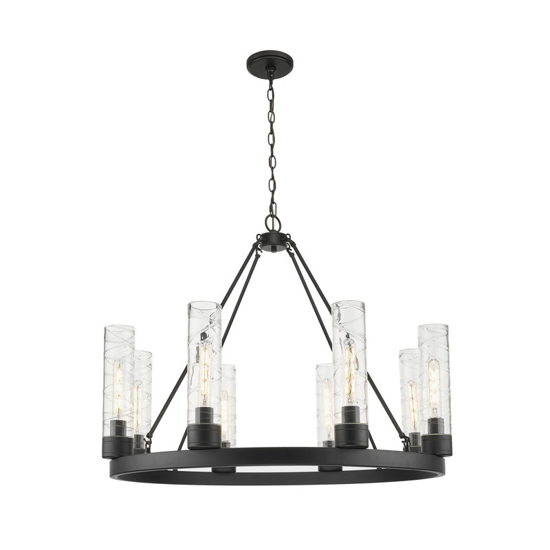Jaiwan - Lustre 6 lumières avec abat-jour, Tourbillon déco, Noir mat