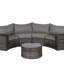 Ensemble de canapé modulaire d'extérieur demi-lune 7 pièces avec table basse ronde en verre trempé-662689275