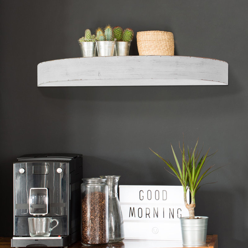 Oval Floating Shelf, 3" H x 28"W x 8" D, White