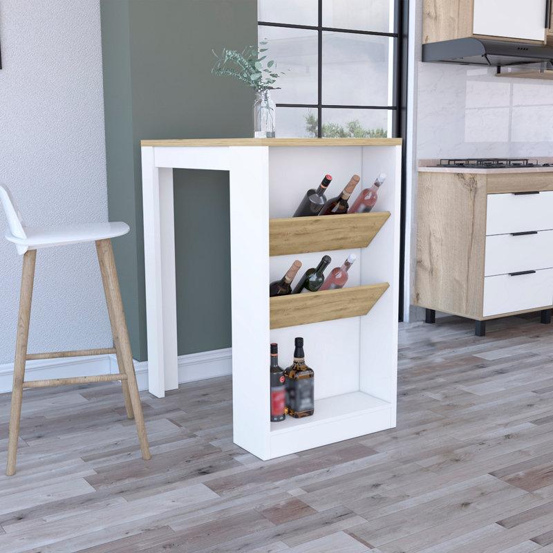 Kitchen Island 41" H, 2 Bottle Organizer And Shelf