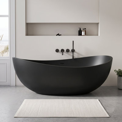 71 in. Two Person Large Soaking Freestanding Bathtub, Extra Wide Deep Soaking Tub for Couple, Matte White