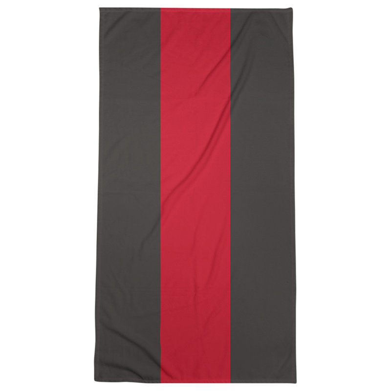 Lightweight Beach Towel, Black/Red/Black, Poly/Cotton