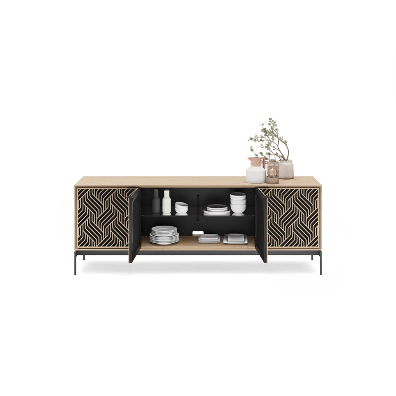 Elements - Cabinet with Console Base - Weave Door, Washed Oak