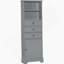 Grande armoire de rangement grise avec 3 tiroirs et tablettes réglables pour la salle de bain-120479812