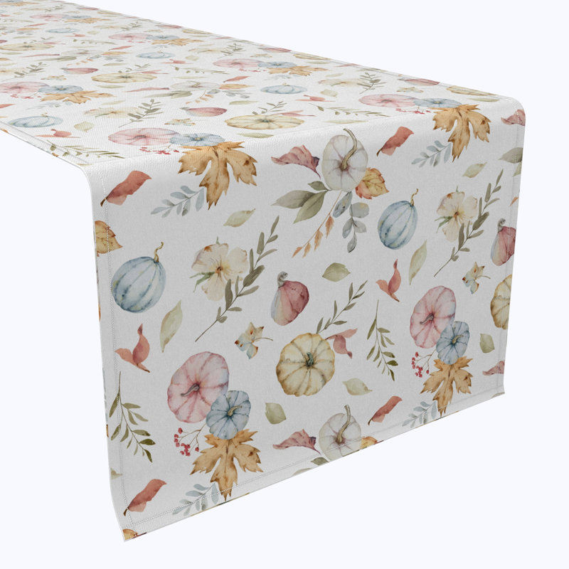 Table Runner, 100% Cotton, 16X108", Pumpkin Foliage, 72" L x 16" D