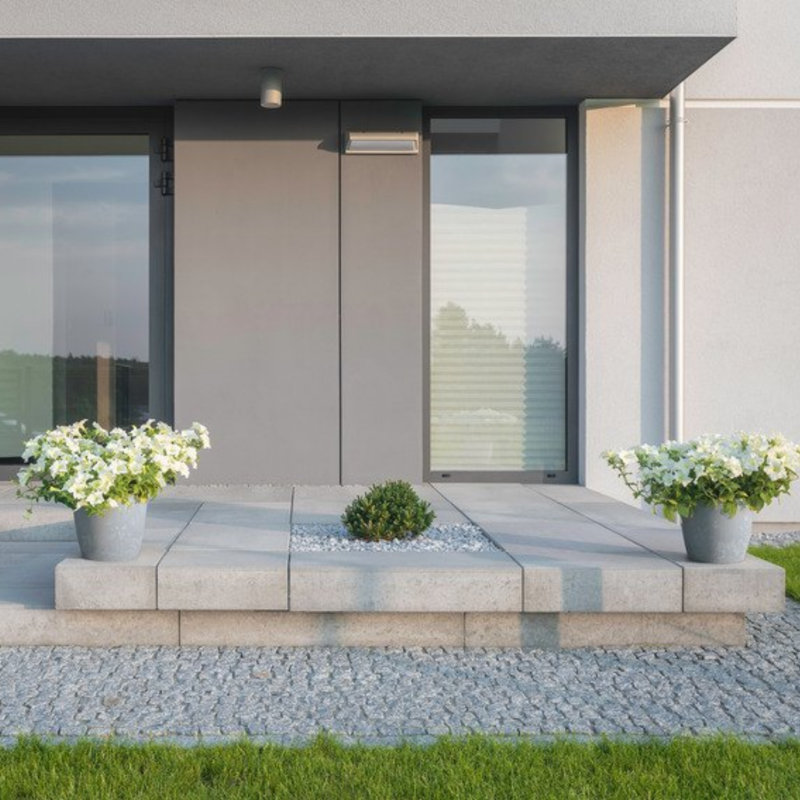 Taylur Pot Planter Concrete Effect Recycled Plastic, 31.6cm H x 36cm W x 36cm D, Grey