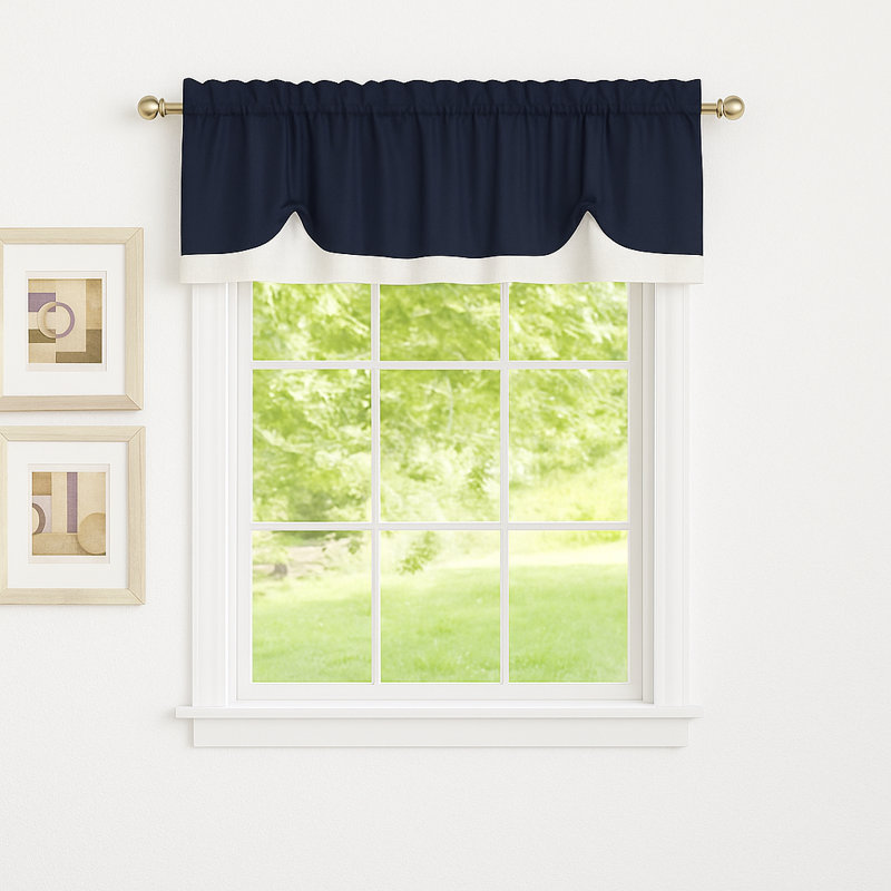 Cantonnière sur mesure 58 ", Bleu marine/blanc