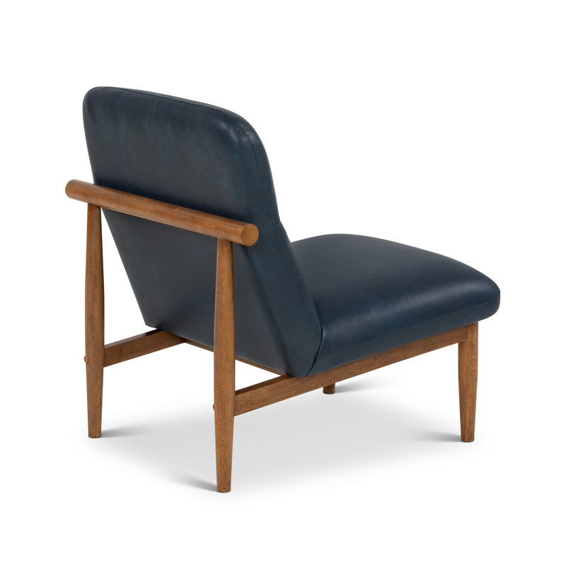 Hudson Leather Accent Chair, Oxford Blue Genuine Leather