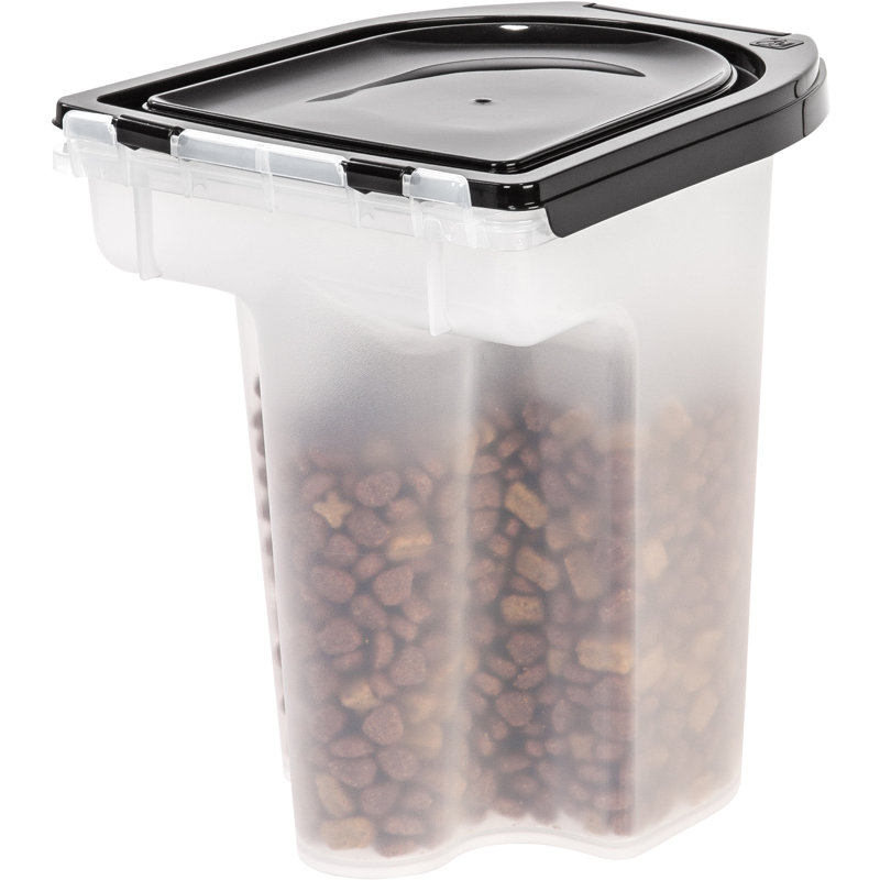 Clear and Black Airtight Plastic Pet Food Storage Container