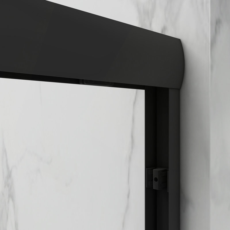 Verre trempé, porte de douche coulissante double en aluminium, 1/4 po (6 mm), poignées en acier inoxydable