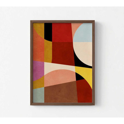 Reproduction d'art abstrait géométrique moderne - formes audacieuses d'inspiration Mid-Century