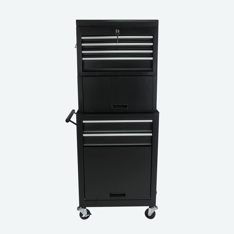 20.87'' W 6 -Drawer Steel Job Site Storage with Wheels, Black