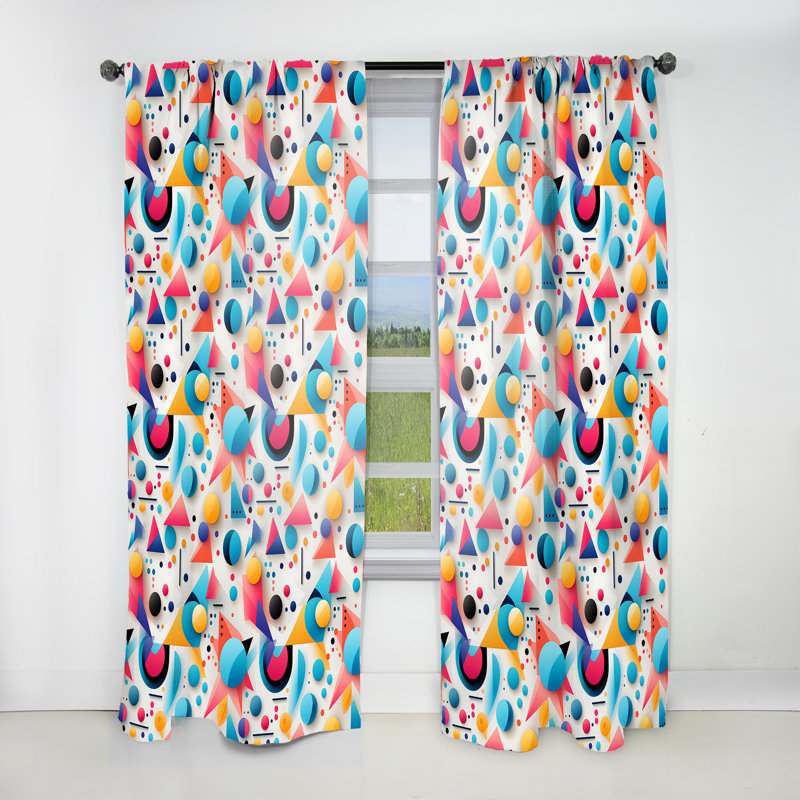 Pink And Blue Midcentury Trendy Patterns I - Abstract Curtain - Velvet Room Darkening - 1 panel, 52" W x 108" L
