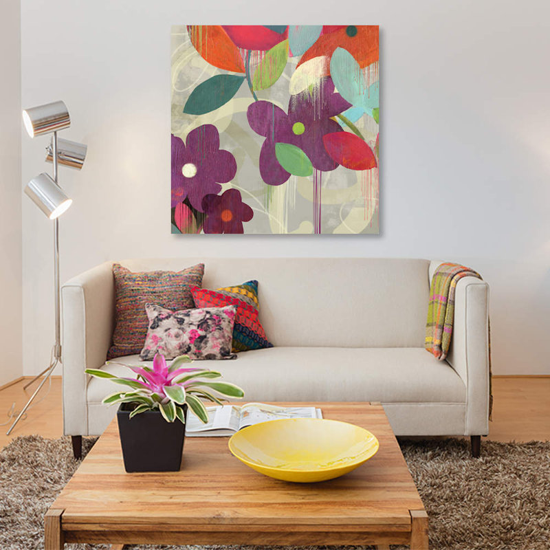 « graffiti fleur i », impression sur toile, H 12 po x l 12 po x P 0,75 po, Pas de tapis, Toile tendue